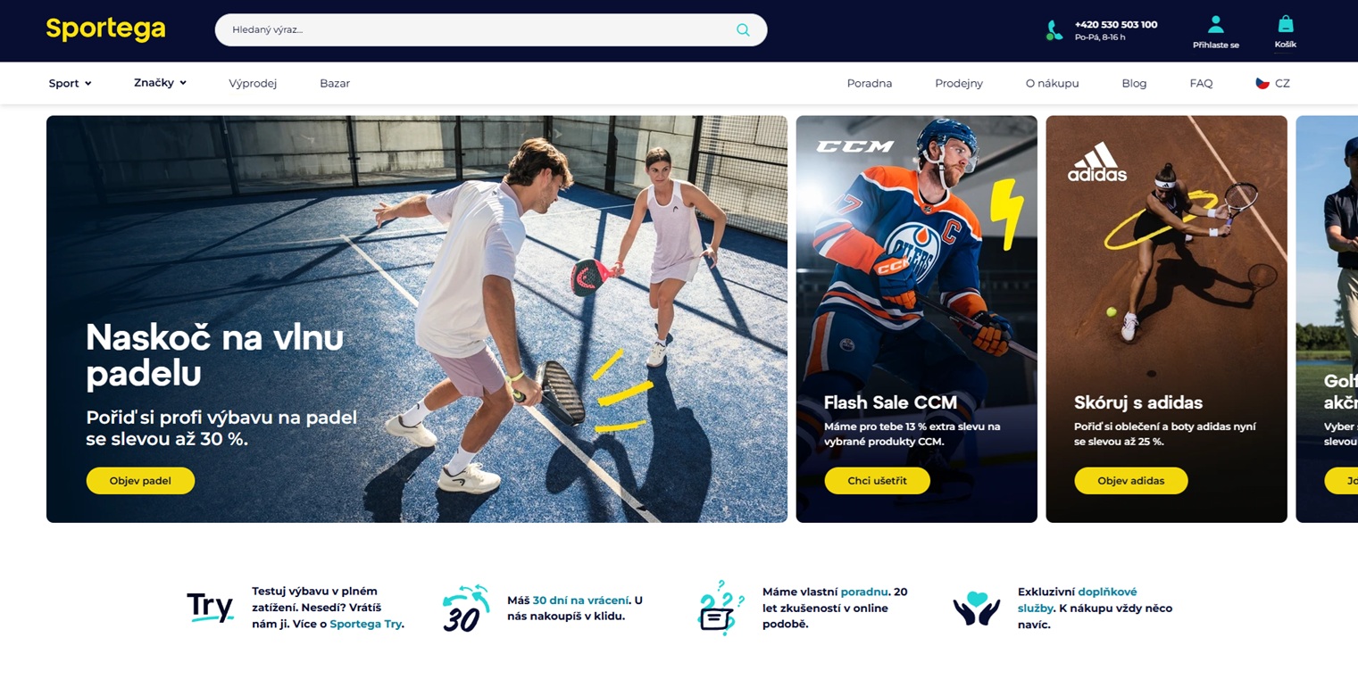 Sportega homepage